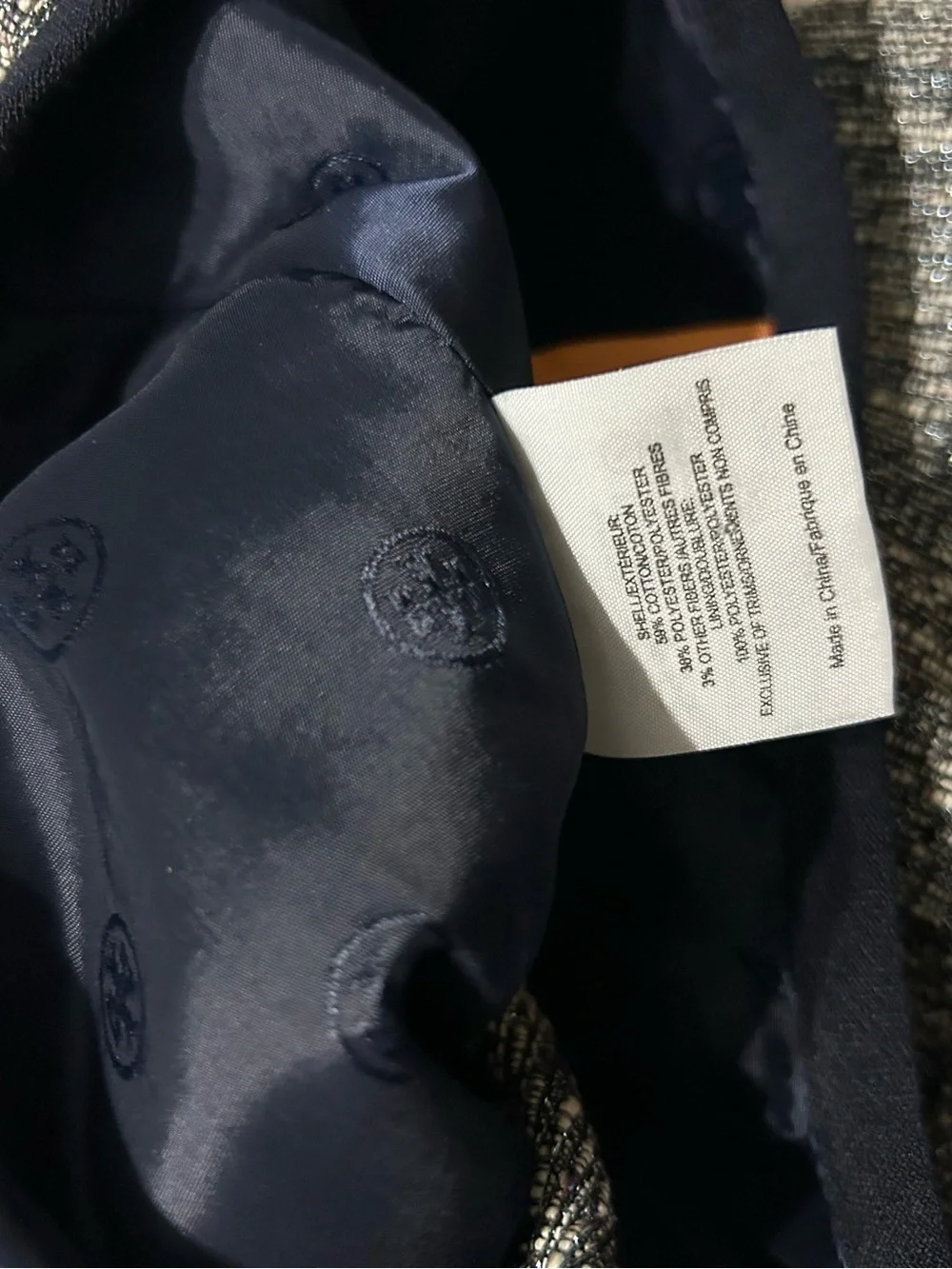 TORY BURCH Skirt Jacquard Blue/Beige Metallic Tweed size 4